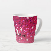 Moderne Rot-Rosa-Glitzer-Glitzern Name Milchtasse (Rechte Ecke)
