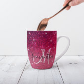 Moderne Rot-Rosa-Glitzer-Glitzern Name Milchtasse
