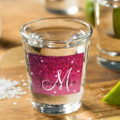 Moderne Rot-Rosa-Glitzer-Glitzern Name Schnapsglas