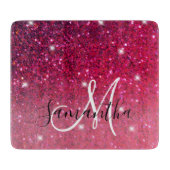 Moderne Rot-Rosa-Glitzer-Glitzern Name Schneidebrett (Vorderseite)