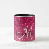 Moderne Rot-Rosa-Glitzer-Glitzern Name Tasse (Zentrum)