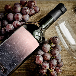 Moderne Rot-Rosa-Glitzer-Glitzern Weinbezeichnung Weinetikett