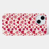 Moderne Rot- und Rosa-Herzen-Muster Case-Mate iPhone Hülle (Rückseite (Horizontal))
