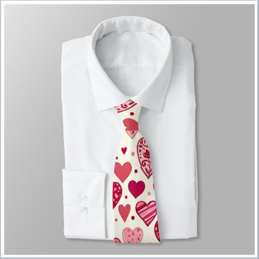 Moderne Rot- und Rosa-Herzen-Muster Krawatte