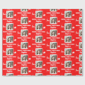 Moderne Rot und Weiß 1 Foto Frohe Weihnachten Geschenkpapier (Flach)