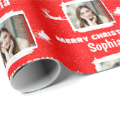 Moderne Rot und Weiß 1 Foto Frohe Weihnachten Geschenkpapier (Rolleneckpunkt)