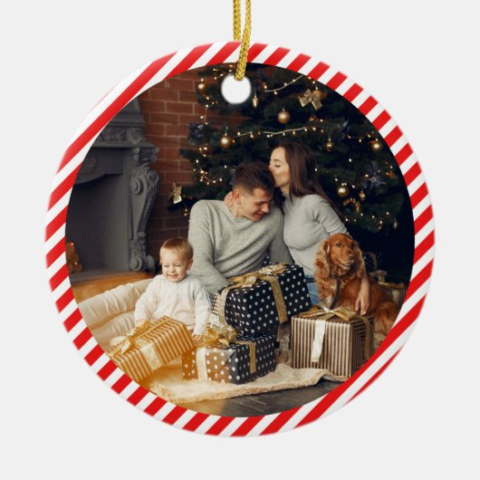 Moderne Rot und Weiß gestreift Keramik Ornament (Vorne)