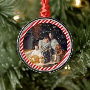 Moderne Rot und Weiß gestreift Ornament Aus Metall