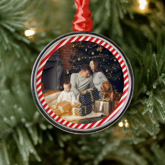 Moderne Rot und Weiß gestreift Ornament Aus Metall