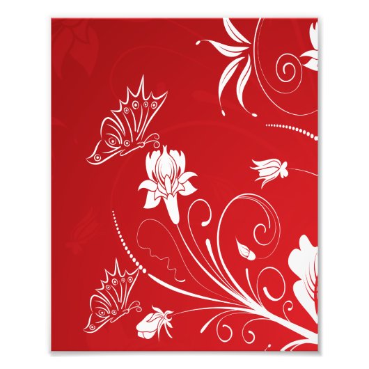 Moderne Rot- und Weißblumen Fotodruck (Vorne)
