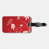 Moderne Rot- und Weißblumen Gepäckanhänger (Rückseite horizontal)