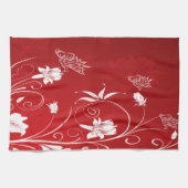 Moderne Rot- und Weißblumen Geschirrtuch (Horizontal)