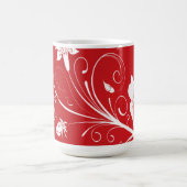 Moderne Rot- und Weißblumen Kaffeetasse (Mittel)