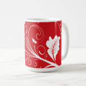 Moderne Rot- und Weißblumen Kaffeetasse (VorderseiteRechts)