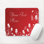 Moderne Rot- und Weißblumen Mousepad (Mit Mouse)