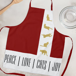 Moderne Rot-Weiß-Gold-Katzenliebhaber-Weihnachten Schürze