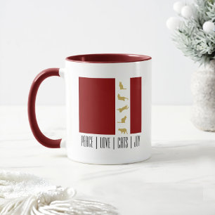 Moderne Rot-Weiß-Gold-Katzenliebhaber-Weihnachtska Tasse