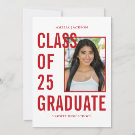 Moderne Rot-Weiß-Klasse mit 25 Absolventen Einladung