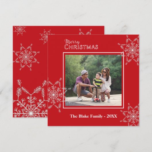 Moderne Rot-Weiß-Rahmen-Foto Weihnachten (Vorne/Hinten)