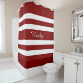 Moderne Rot-Weiß-Streifen Duschvorhang (Beispiel)