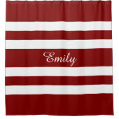 Moderne Rot-Weiß-Streifen Duschvorhang (Vorderseite)