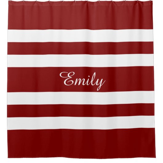 Moderne Rot-Weiß-Streifen Duschvorhang (Vorderseite)