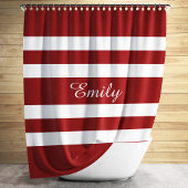 Moderne Rot-Weiß-Streifen Duschvorhang