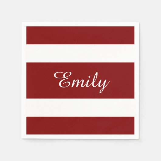 Moderne Rot-Weiß-Streifen Serviette (Vorderseite)