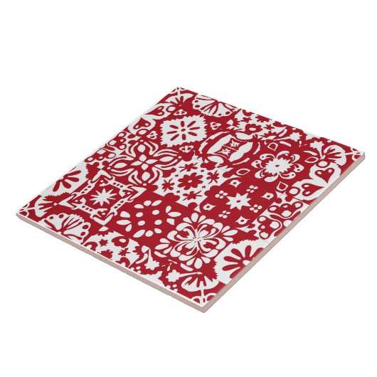 Moderne rot-weiße mexikanische Wohngestaltung Fliese (Seite)