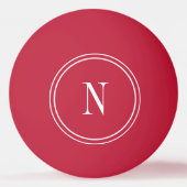Moderne rot-weiße Monogrammanfangsbuchstabe Tischtennisball (Vorderseite)