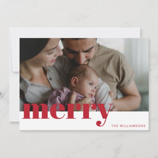 Moderne Rotbarmherzige Typografie Foto Weihnachten (Vorderseite)