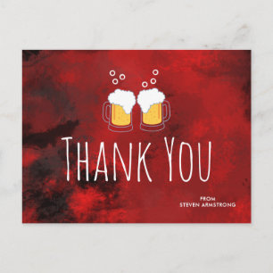 Moderne rote abstrakte mit Bierkrügen Danke Postkarte