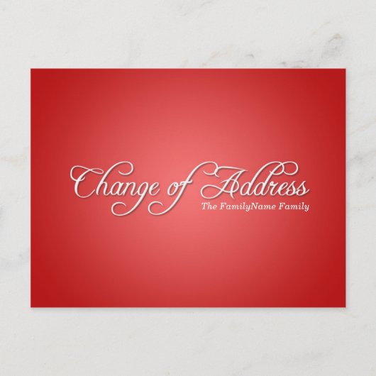 Moderne rote Adressenänderung Postkarte (Vorderseite)