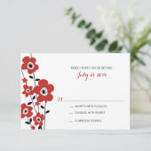 Moderne Rote Anemone-Blume | Hochzeit RSVP Karte (Stehend Vorderseite)