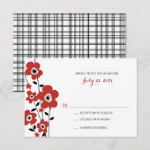 Moderne Rote Anemone-Blume | Hochzeit RSVP Karte (Vorne/Hinten)