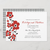 Moderne Rote Anemone-Blume| Probe Abendessen Einladung (Vorne/Hinten)