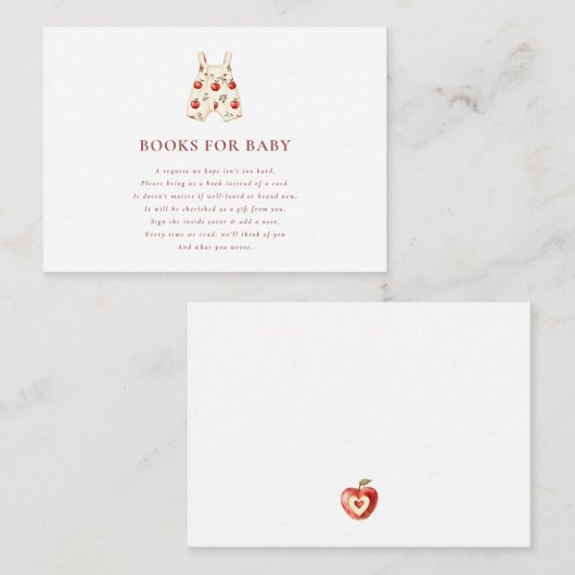 moderne rote Apple Books für Babydusche Begleitkarte (Vorne/Hinten)