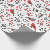 Moderne rote Beeren-Weihnachtsvogel Geschenkpapier (Ecke)