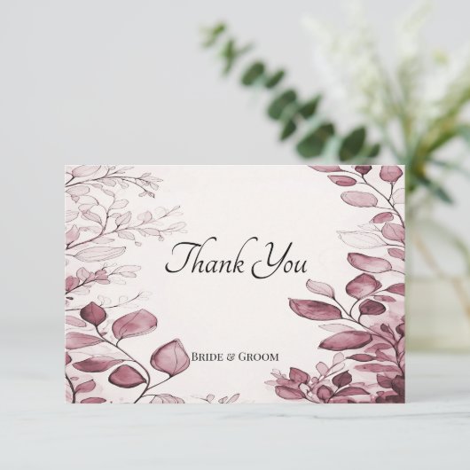 Moderne rote Blätter Danke-Card Dankeskarte (Stehend Vorderseite)