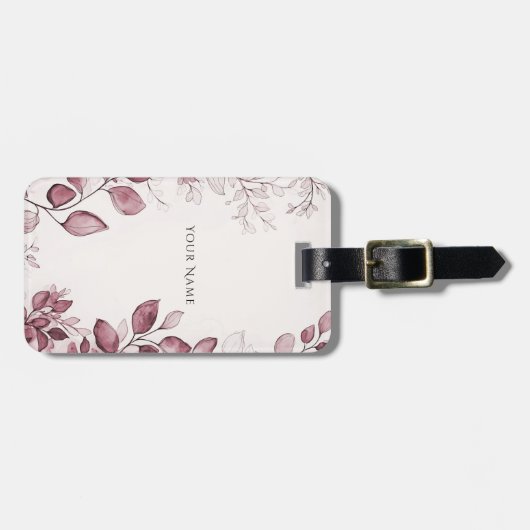 Moderne rote Blätter Gepäckmarke Gepäckanhänger (Vorderseite horizontal)
