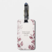 Moderne rote Blätter Gepäckmarke Gepäckanhänger (Rückseite vertikal)