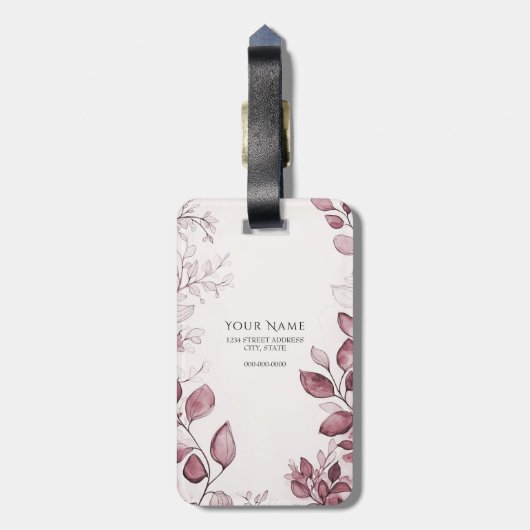 Moderne rote Blätter Gepäckmarke Gepäckanhänger (Rückseite vertikal)