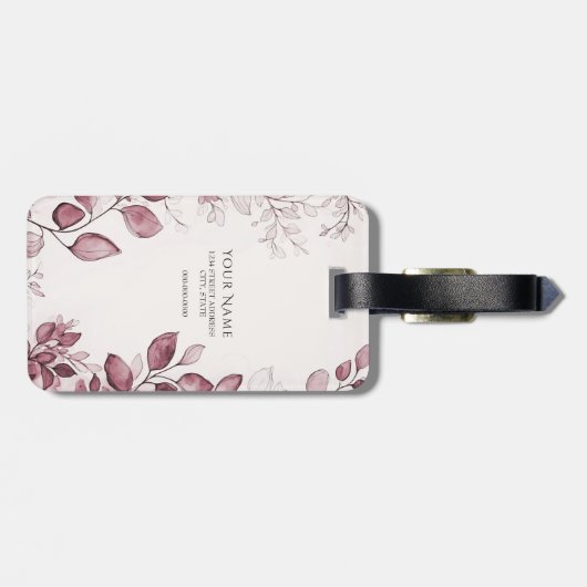 Moderne rote Blätter Gepäckmarke Gepäckanhänger (Rückseite horizontal)