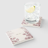 Moderne rote Blätter Stone Untersetzer (Seitenansicht)