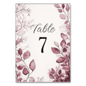 Moderne rote Blätter Tischnummer (Vorderseite)