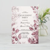 Moderne rote Blätter Verlobung Einladung (Stehend Vorderseite)