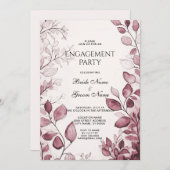 Moderne rote Blätter Verlobung Einladung (Vorne/Hinten)