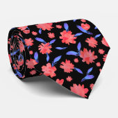 Moderne rote blaue Aquarellblumen Krawatte (Gerollt)