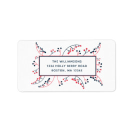 Moderne rote blaue Beeren botanische Darstellung Adressaufkleber