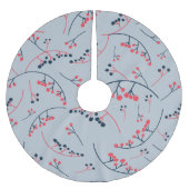 Moderne rote blaue Beerenmuster Polyester Weihnachtsbaumdecke (Vorderseite)